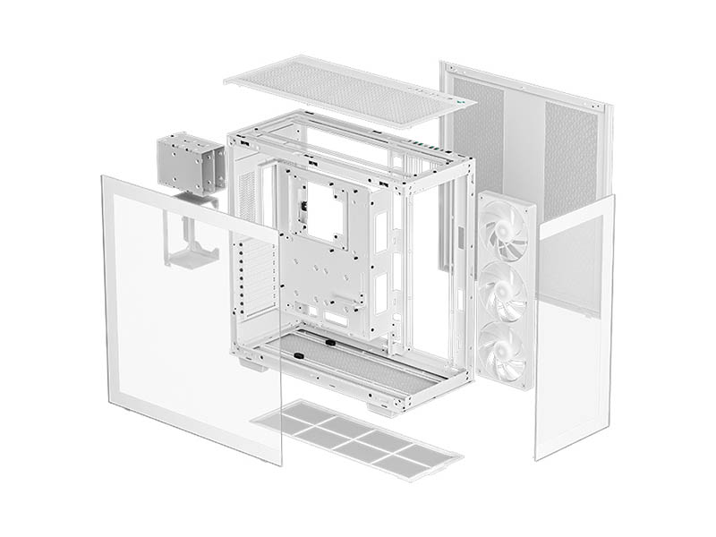 ATX / E-ATX Midi Tower Case Deepcool CH780 White ARGB w/4x USB 3.0, 3x 140mm(420mm),  LED Fans