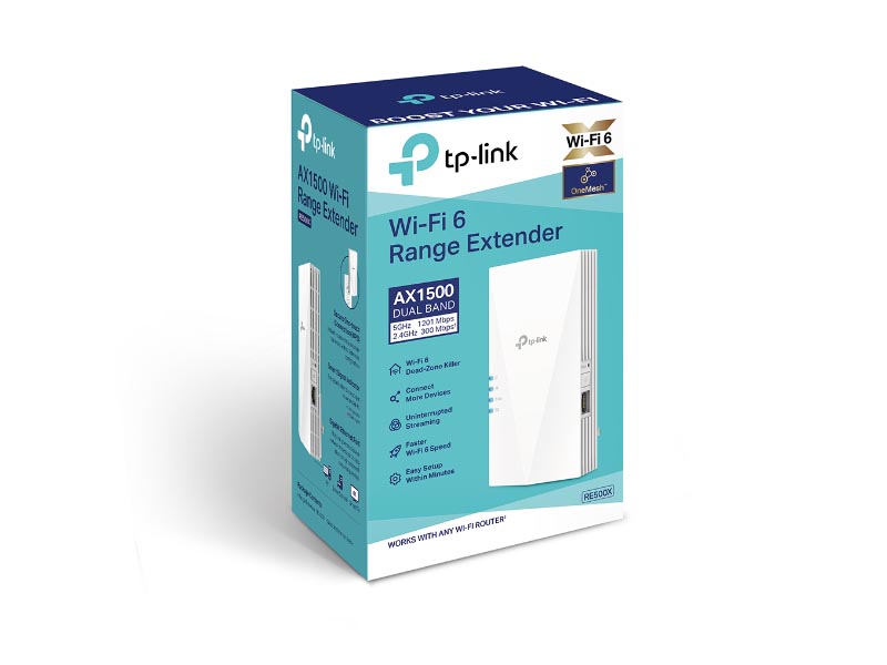 TP-Link Wireless AX Dual Band Range Extender 1500Mbps RE500X Wall Plugged