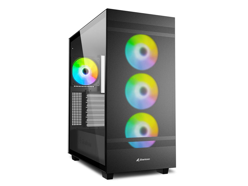 ATX Midi Tower Case Sharkoon Rebel C50 Black ARGB w/2xUSB 3.0, Type-C USB 3.2, 4x 120mm Fans