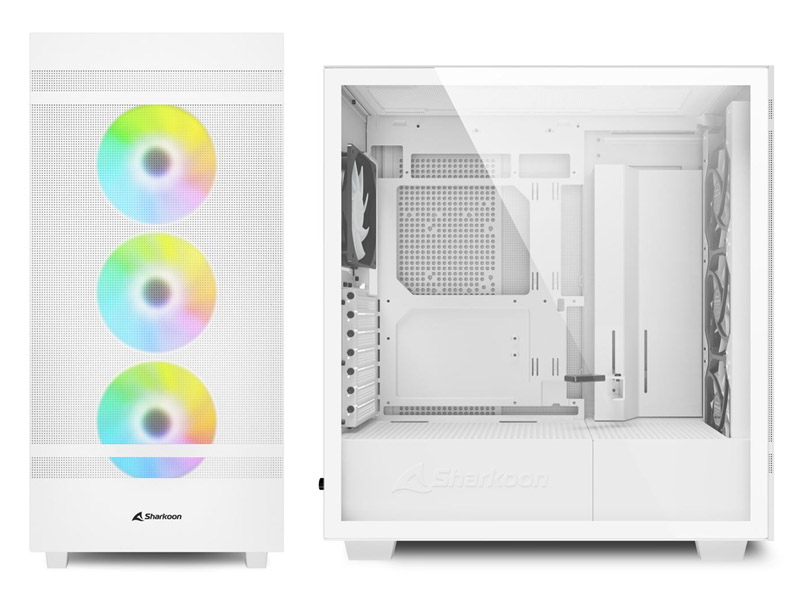 ATX Midi Tower Case Sharkoon Rebel C50 White ARGB w/2xUSB 3.0, Type-C USB 3.2, 4x 120mm Fans