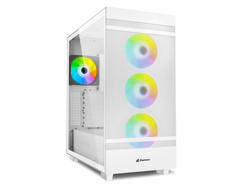 ATX Midi Tower Case Sharkoon Rebel C50 White ARGB w/2xUSB 3.0, Type-C USB 3.2, 4x 120mm Fans