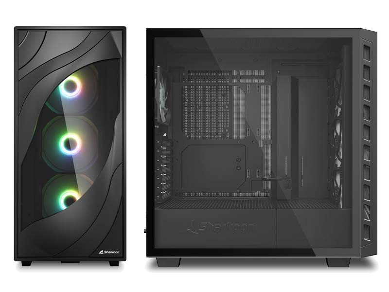 ATX Midi Tower Case Sharkoon Rebel C80G Black ARGB w/2xUSB 3.0, Type-C USB 3.2, 4x 120mm Fans