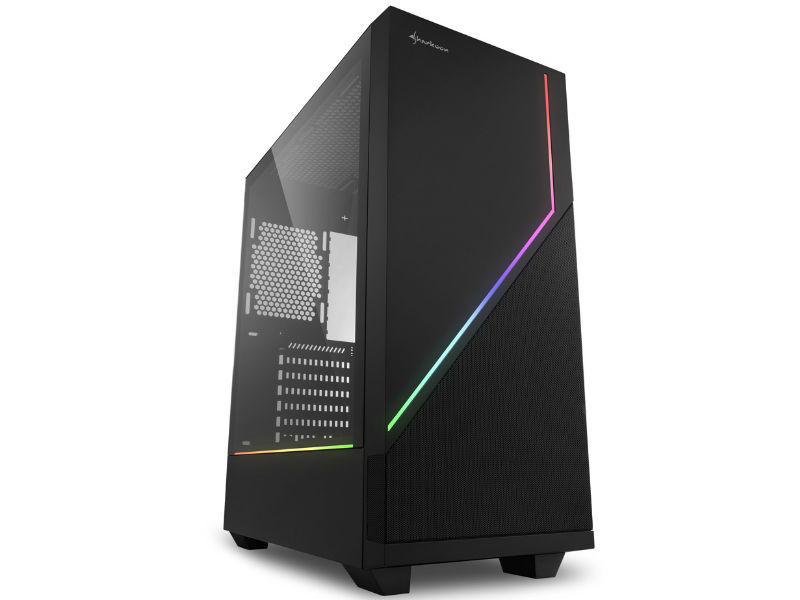 ATX Midi Tower Case Sharkoon RGB FLOW Gaming w/2xUSB 3.0, USB 2.0, 120mm Fan, 2xLED strips