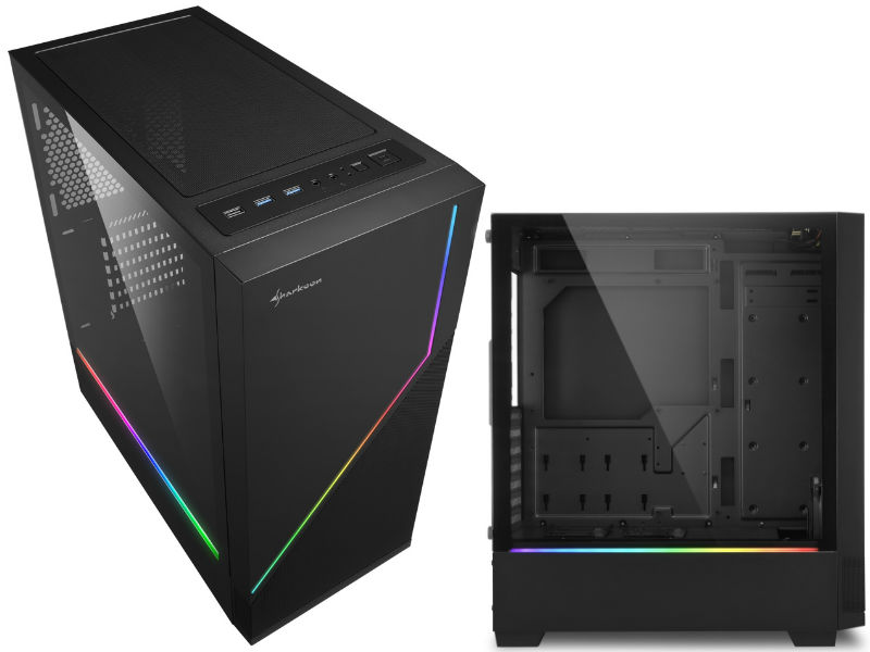 ATX Midi Tower Case Sharkoon RGB FLOW Gaming w/2xUSB 3.0, USB 2.0, 120mm Fan, 2xLED strips