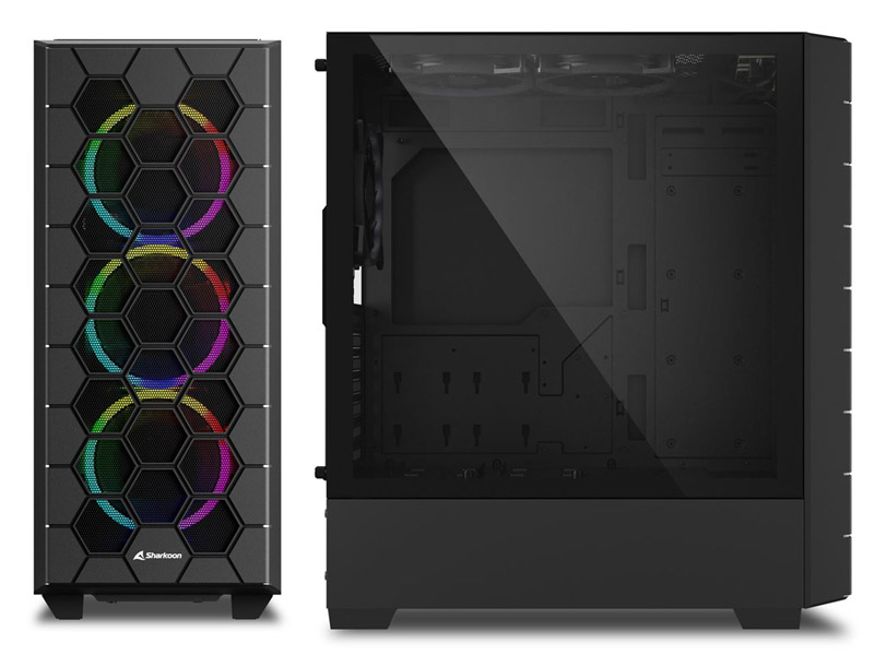 ATX Midi Tower Case Sharkoon RGB HEX w/2xUSB 3.0, Type-C, 6x 120mm Fans