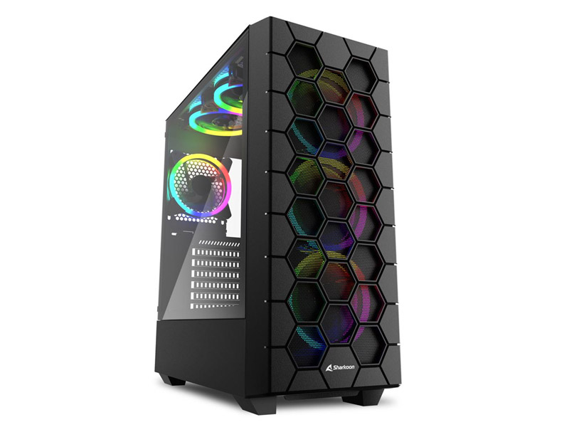 ATX Midi Tower Case Sharkoon RGB HEX w/2xUSB 3.0, Type-C, 6x 120mm Fans