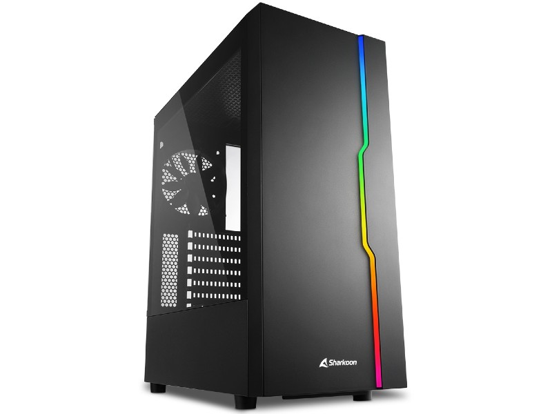 ATX Midi Tower Case Sharkoon RGB Slider Gaming w/2xUSB 3.0, USB 2.0, 120mm Fans, LED strip
