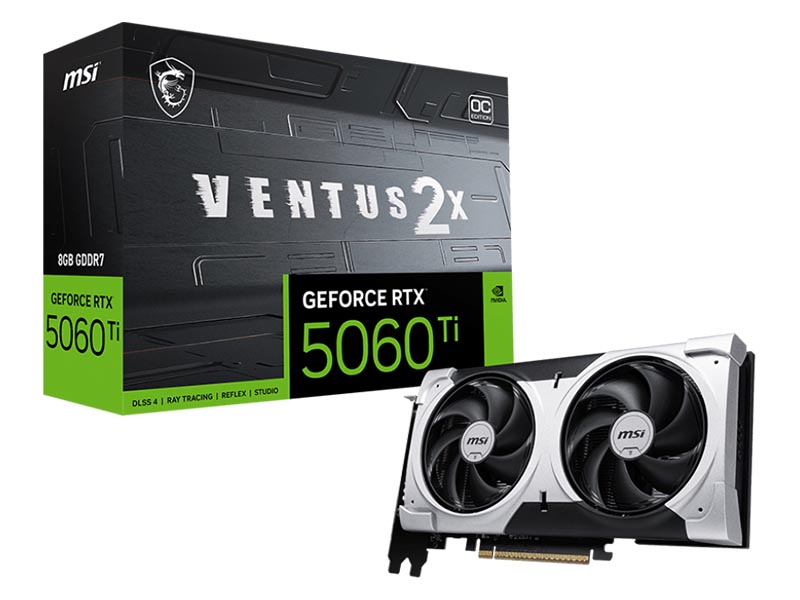 MSI GeForce RTX 5060 Ti VENTUS 2X OC PLUS 8GB GDDR7/HDMI/3xDP/DX12U/PCIe 5.0/STORMFORCE FAN