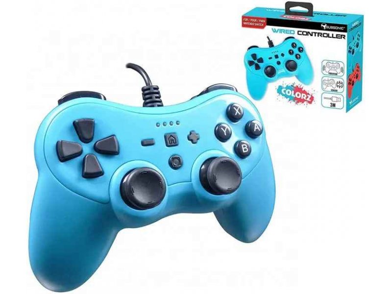 Subsonic Gaming Wired Controller Colorz Neon Blue for Switch/PC