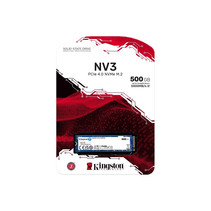 SSD M.2 Kingston NV3 2280 NVMe 500GB PCIe 4.0 x4 5000/3000 MB/s