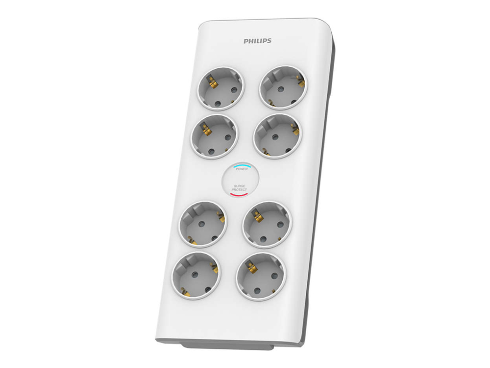 Power Protector Philips 2m 8 Sockets White