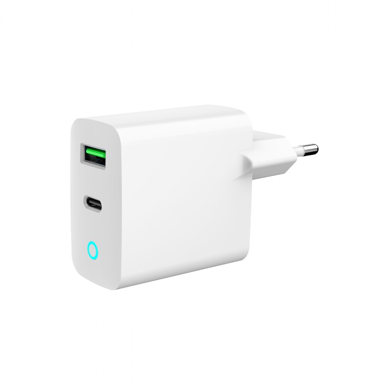 USB Universal Power Charger 2 port Gembird 20W Type C Led White