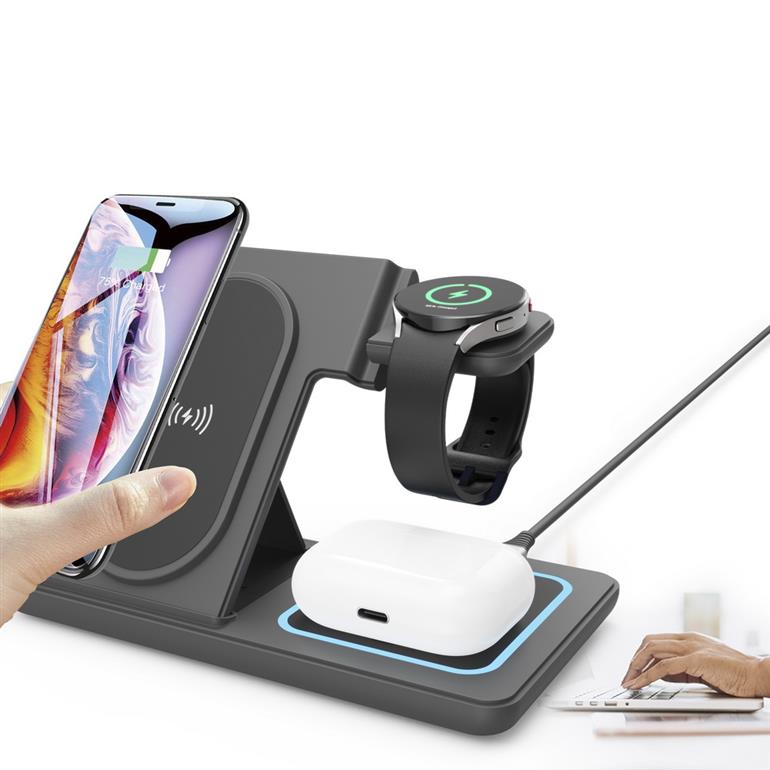 Wireless Charger Gembird TA-WPC31S-01-BK Magnetic 15W 3in1 Black