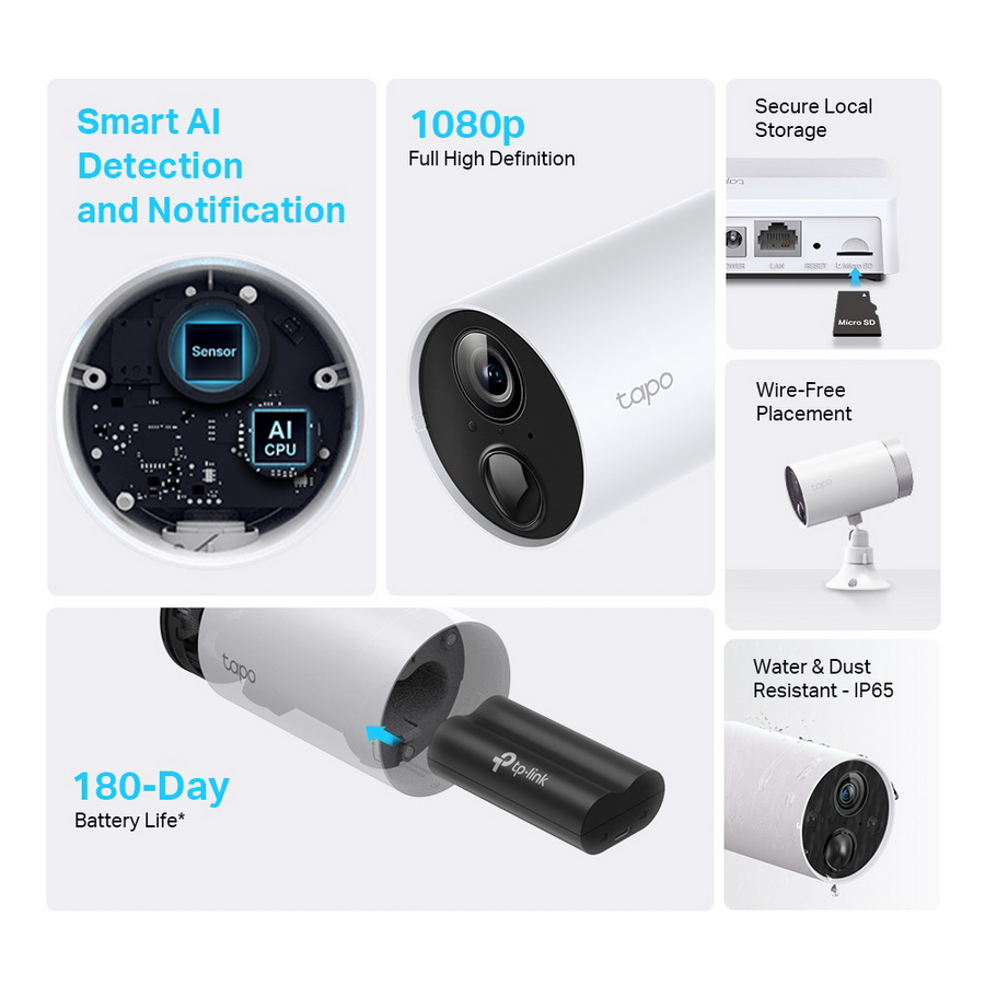 TP-Link Smart Home WiFi Outdoor Camera Tapo C400S2 2x Camera Alarm System