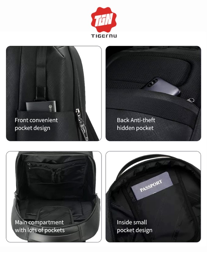 Notebook Backpack Tigernu 15.6" T-B9050 Black