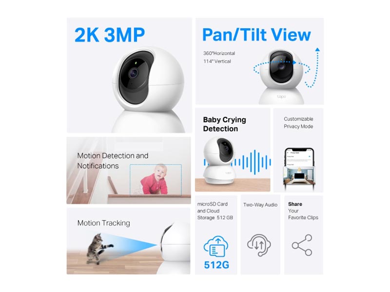 TP-Link Smart Home WiFi Indoor Camera Pan/Tilt TC71