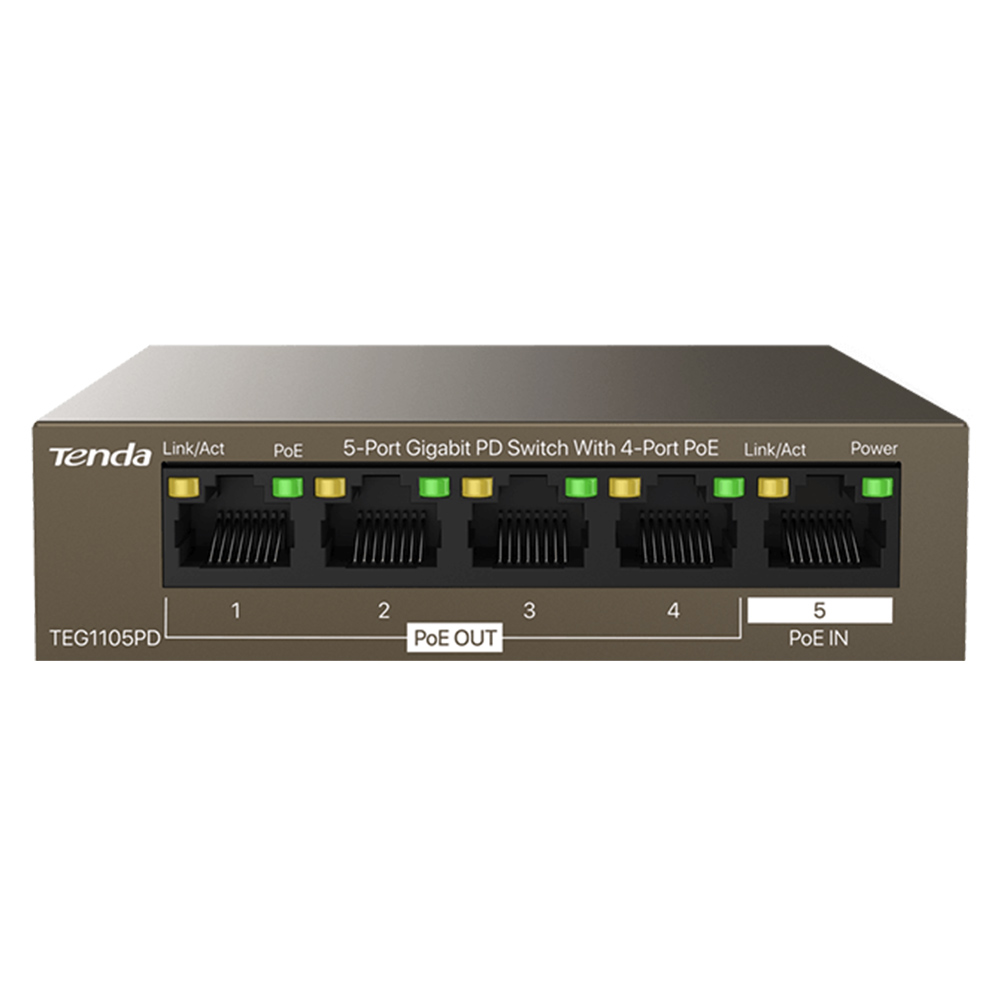 Tenda Switch 5port Gigabit TEG1105PD w/4port PoE