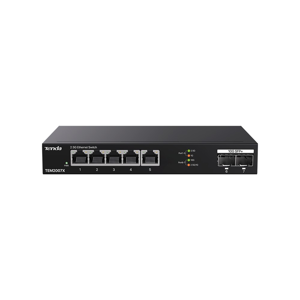 Tenda Switch 5Port 2.5G Ethernet w/2xSFP 10G Ports TEM2007X