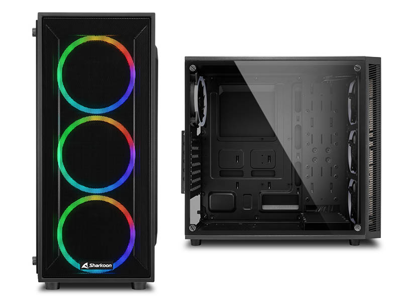 ATX Midi Tower Case Sharkoon TG4M RGB Gaming w/2xUSB 3.0, 4x120mm RGB Fans