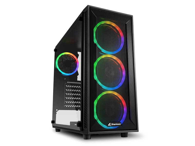 ATX Midi Tower Case Sharkoon TG4M RGB Gaming w/2xUSB 3.0, 4x120mm RGB Fans