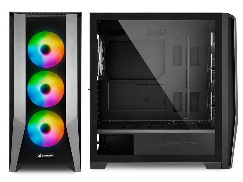ATX / E-ATX Midi Tower Case Sharkoon TG7M RGB Black Gaming w/2xUSB 3.0, 4x120mm RGB Fans