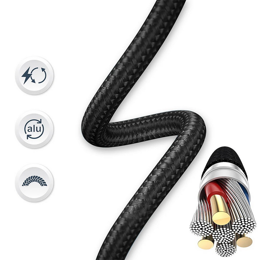 USB Type-C to Lightning Cable for Apple PD24W Tellur 1m Black