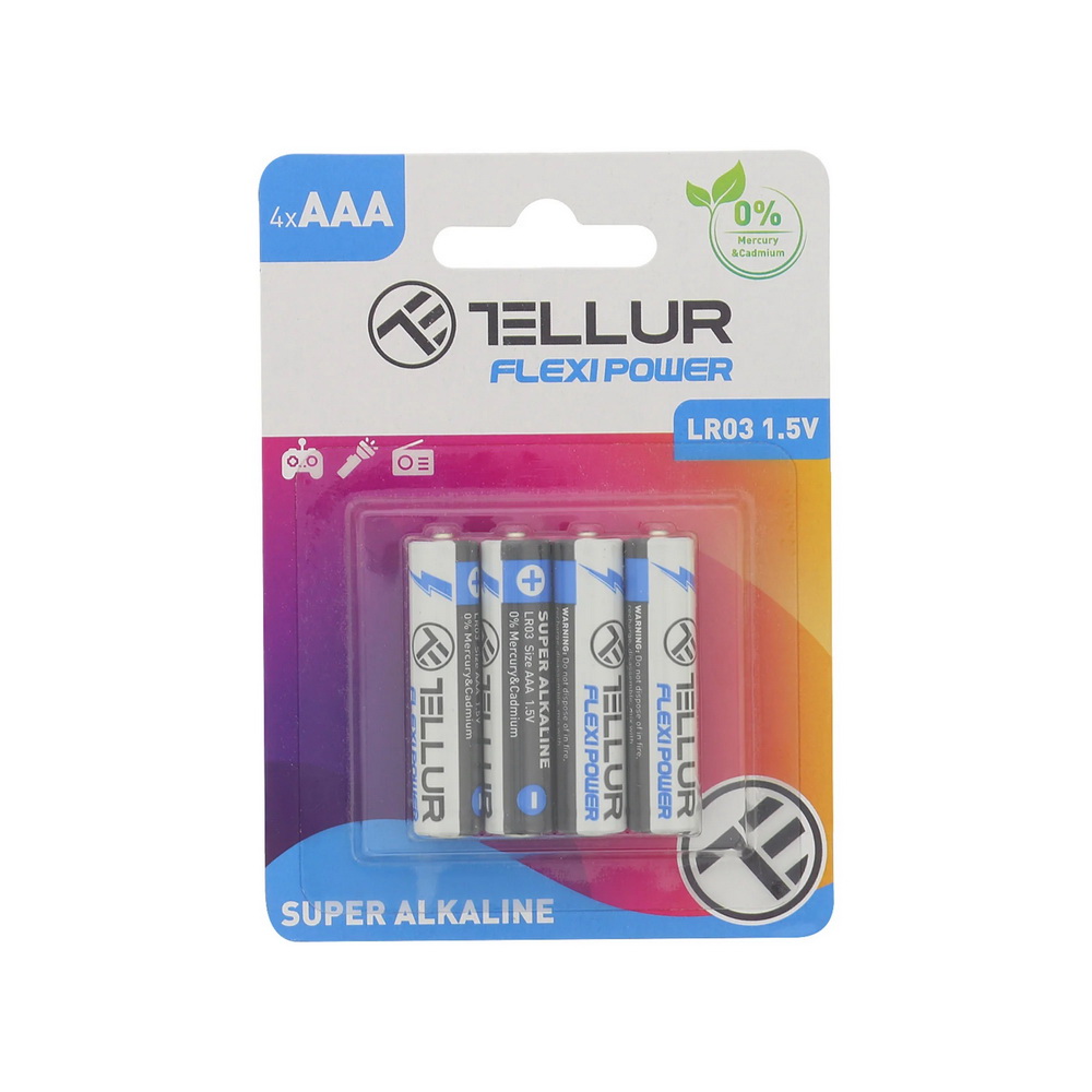 Batteries Tellur AAA 4pack Super Alkaline LR03 Flexi