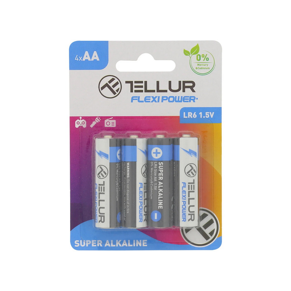Batteries Tellur AA 4pack Super Alkaline LR06 Flexi