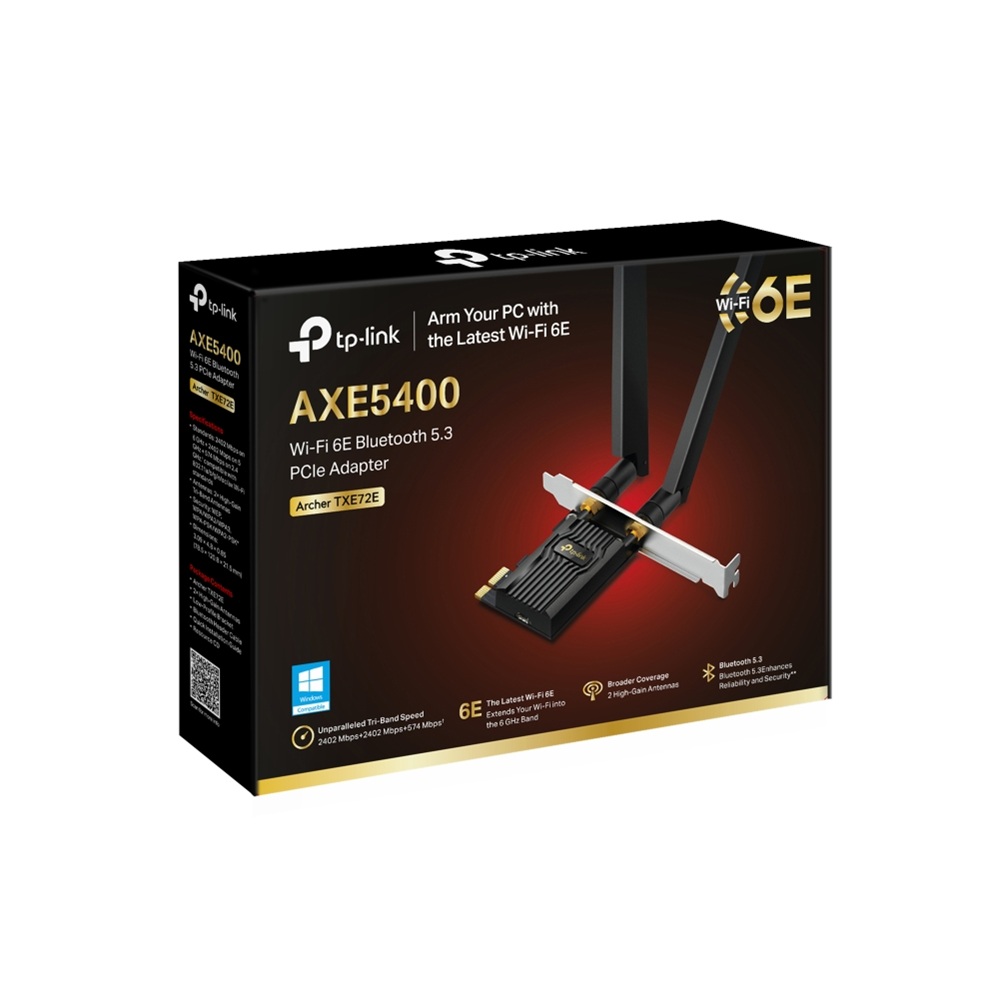 TP-Link Wireless AXE WiFi 6E PCI-E Adapter 5400Mbps Archer TXE72E Bluetooth 5.3
