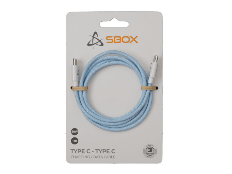 Cable USB Type-C to Type-C 1m 60W SBOX Blue