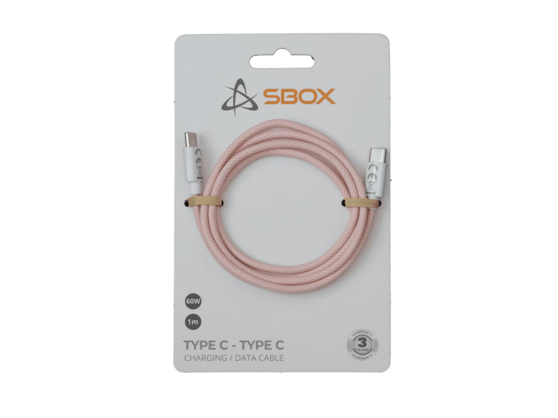 Cable USB Type-C to Type-C 1m 60W SBOX Pink
