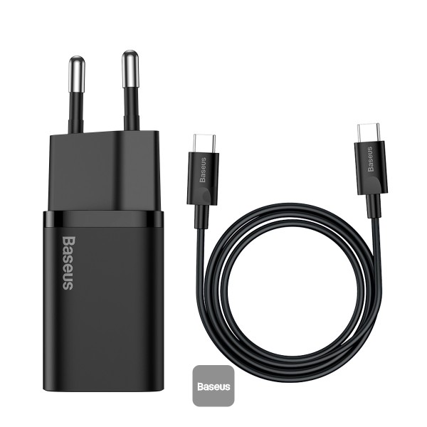 USB Universal Power Charger Baseus Super Si 25W Type-C w/USB-C Cable Black