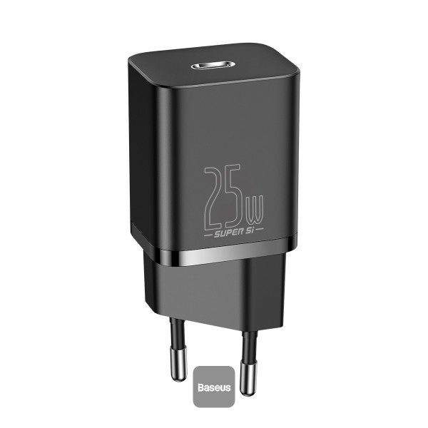 USB Universal Power Charger Baseus Super Si 25W Type-C w/USB-C Cable Black