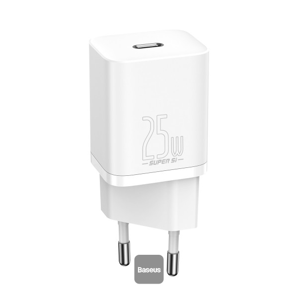 USB Universal Power Charger Baseus Super Si 25W Type-C w/USB-C Cable White