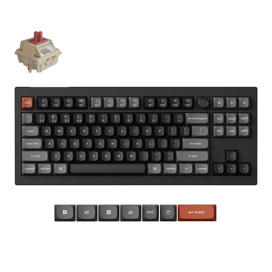 Keyboard Keychron V3 Ultra 8K 80% Wireless Swappable RGB Backlight Gateron Jupiter Red - Black