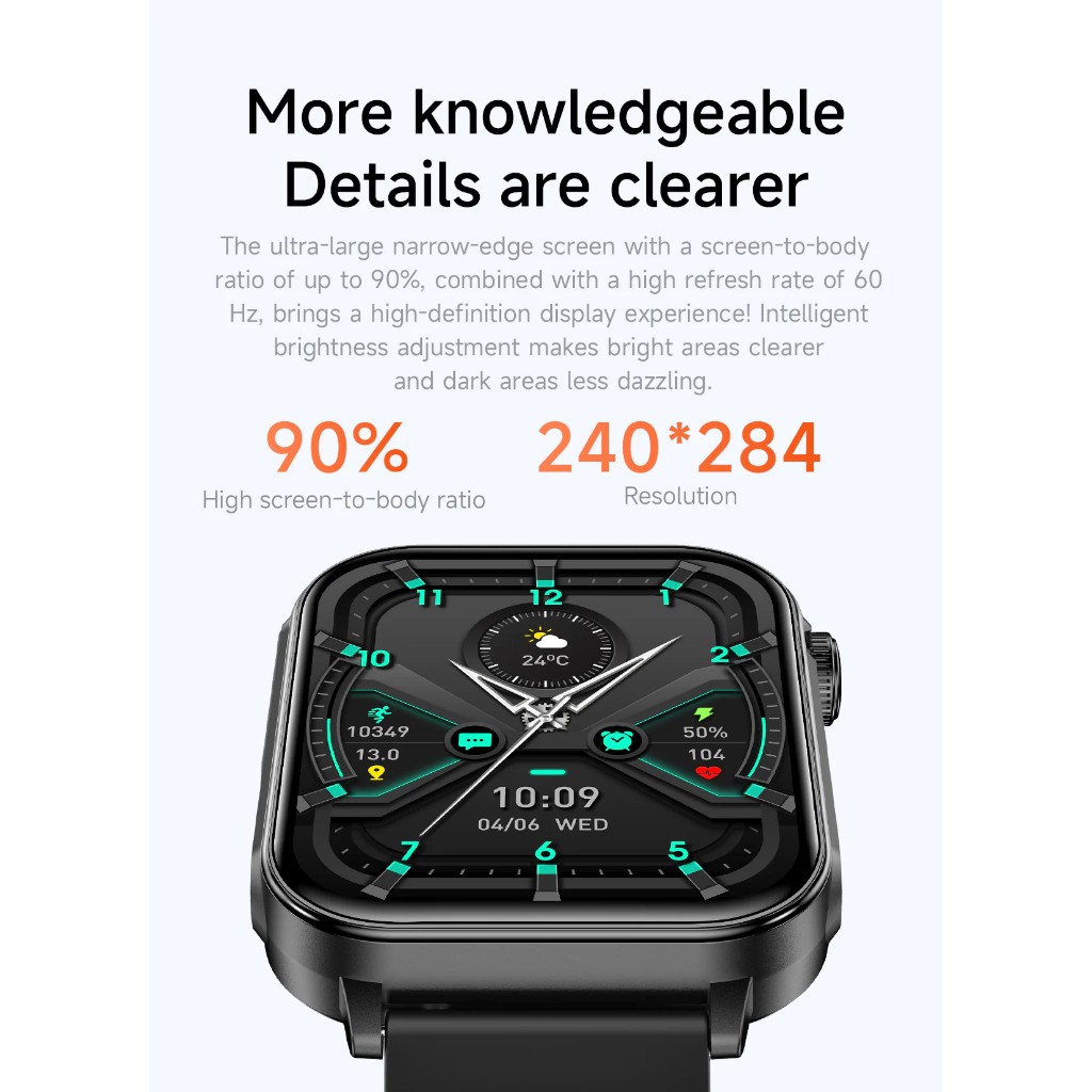 North Edge Healthcare Watch V96 Black with Screen Health Monitoring, Bluetooth Call