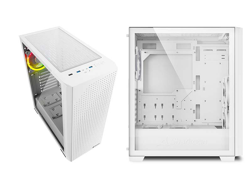 ATX Midi Tower Case Sharkoon VS9 White ARGB w/2xUSB 3.0, Type-C USB 3.2, 3x120mm RGB Fans