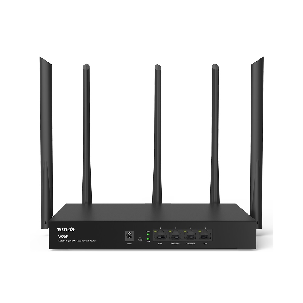 Tenda Wireless AC Smart Dual-Band Hotspot Router 1350Mbps W20E w/3 WAN Ports, 5 Antennas