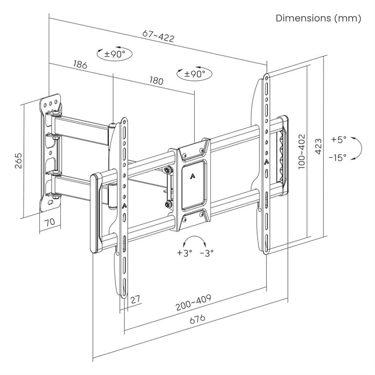 TV Wall Mount Gembird 37"-90'' w/Full Motion