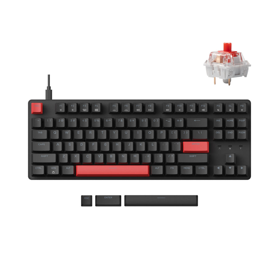Keyboard Keychron Lemokey X1 TKL QMK/VIA Wired Mechanical Red Switch - Black
