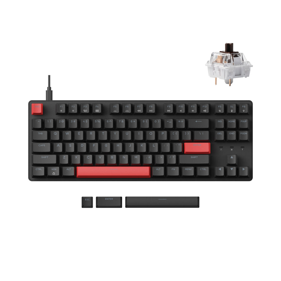 Keyboard Keychron Lemokey X1 TKL QMK/VIA Wired Mechanical Brown Switch - Black