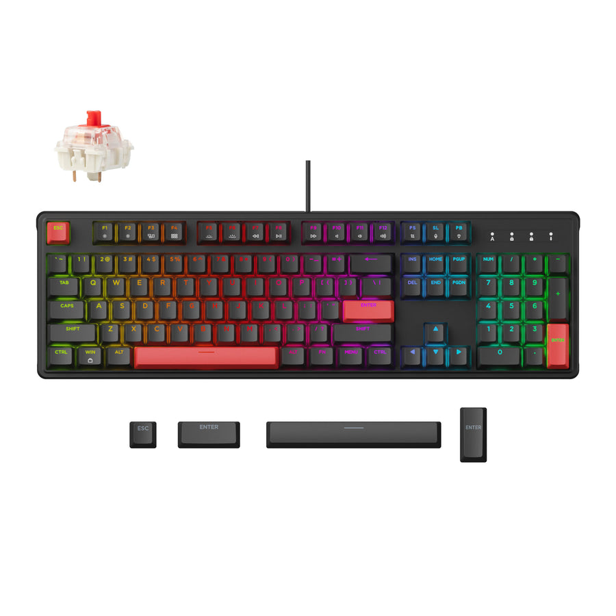 Keyboard Keychron Lemokey X3 Full-Size RGB Wired Mechanical Hot-Swap Red Switch - Black