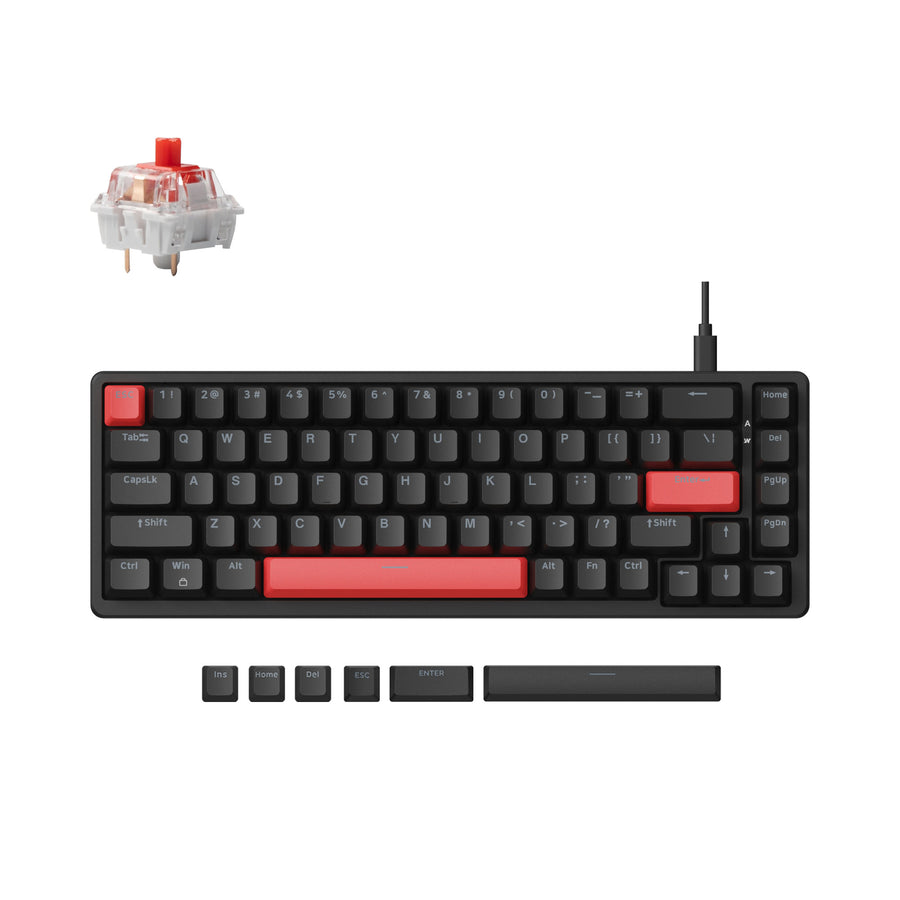 Keyboard Keychron Lemokey X6 65% QMK Wired Mechanical Red Switch - Black w/Red Backlight