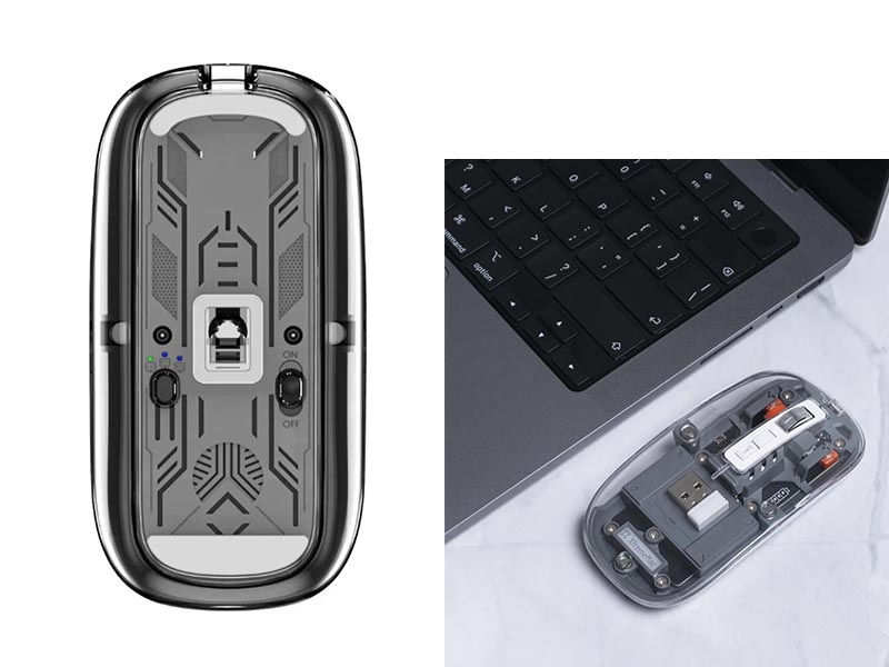 Mouse XtremeMac Transparanet Dual Mode Wireless & Bluetooth Silent Clear