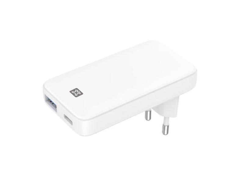 USB Universal Power Charger XtremeMac X-WALL POWER 36W PD, Type-C, USB-A, White