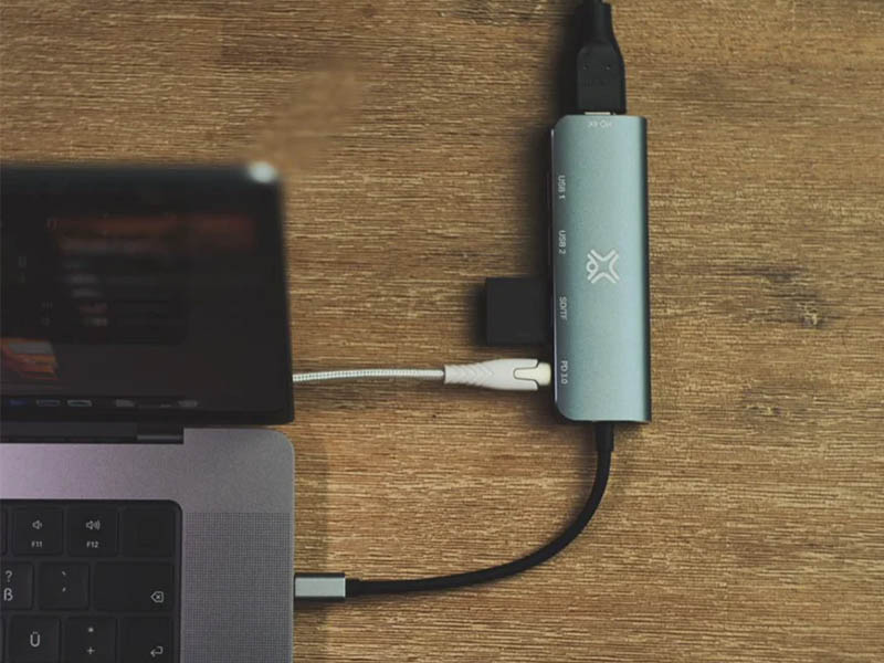 Docking Station XtremeMac 6-Ports Hub Type-C 2x USB 3.0,HDMI 4K,USB-C PD,SD/MicroSD MacBook Silver