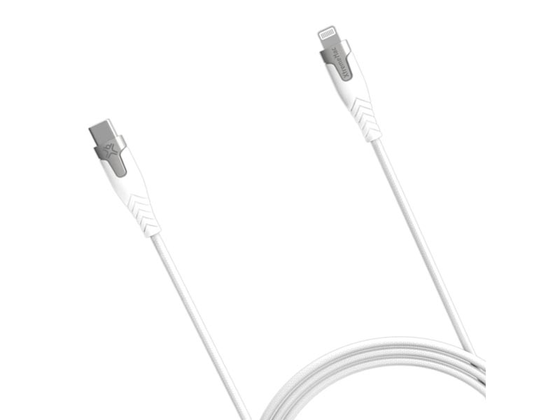 Cable USB Type-C to Lightning 2m XtremeMac Premium Braided Kevlar MFI White/Silver
