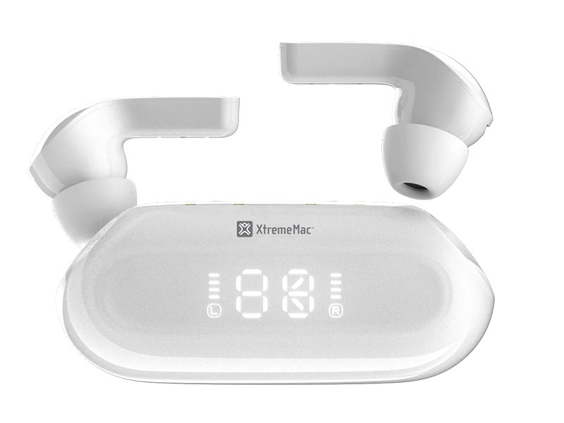 Earphones XtremeMac X-Twist White TWS, Mic, ENC, BT v5.2, IPX4, LED, Touch w/Charging Case