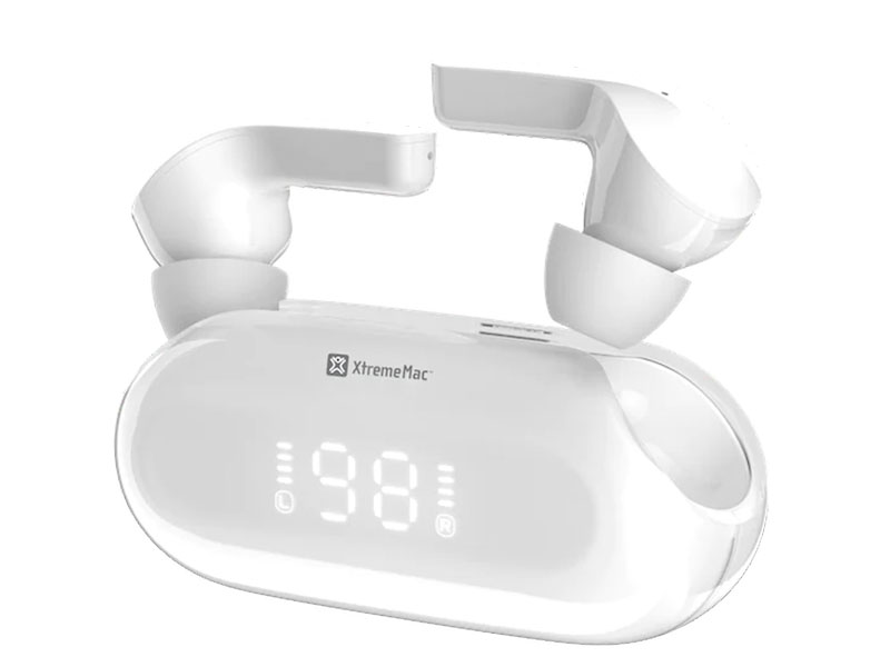 Earphones XtremeMac X-Twist White TWS, Mic, ENC, BT v5.2, IPX4, LED, Touch w/Charging Case