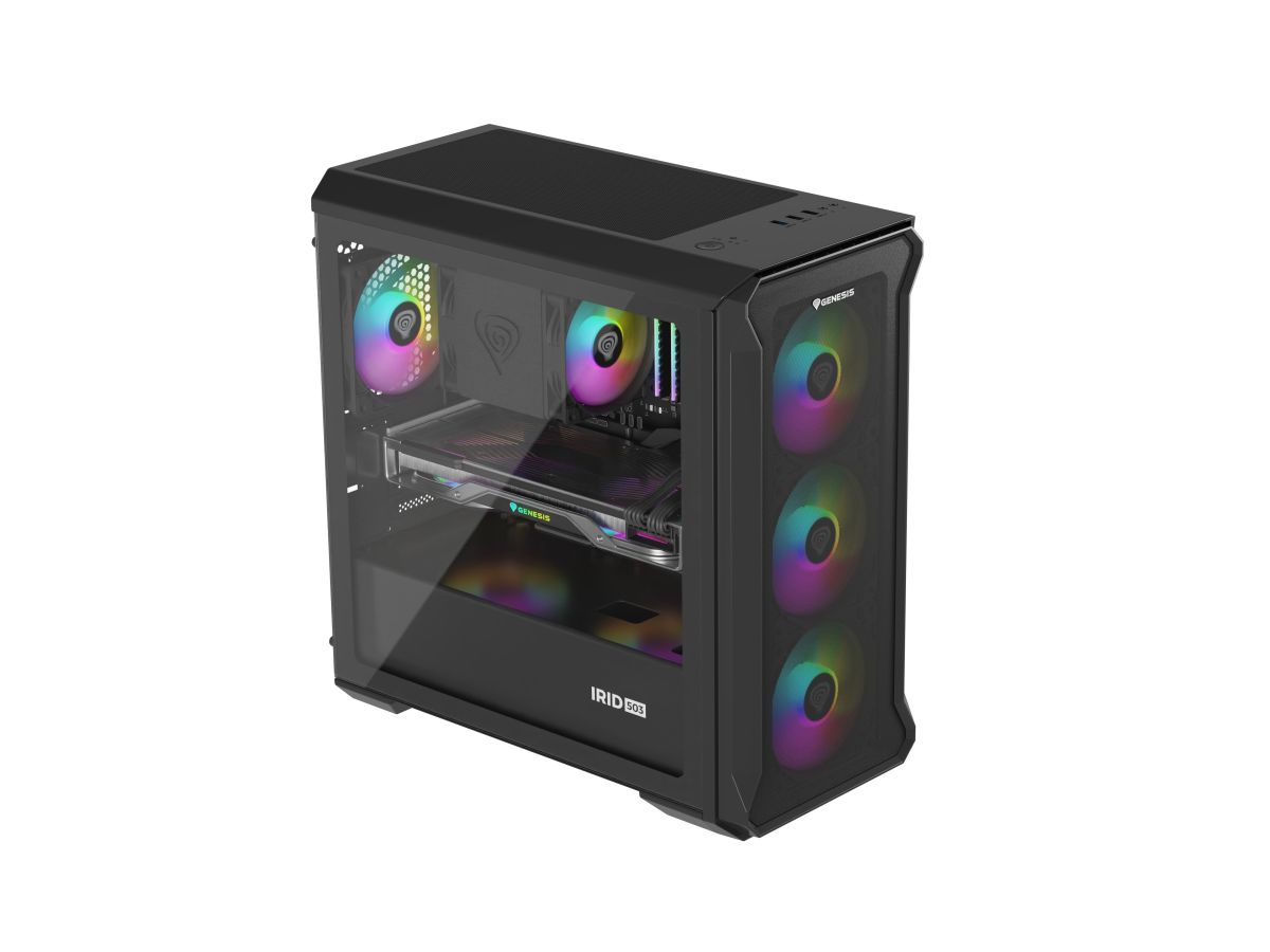 ATX Micro Tower Case Genesis Irid 503 V2 Gaming ARGB w/4x ARGB Fans